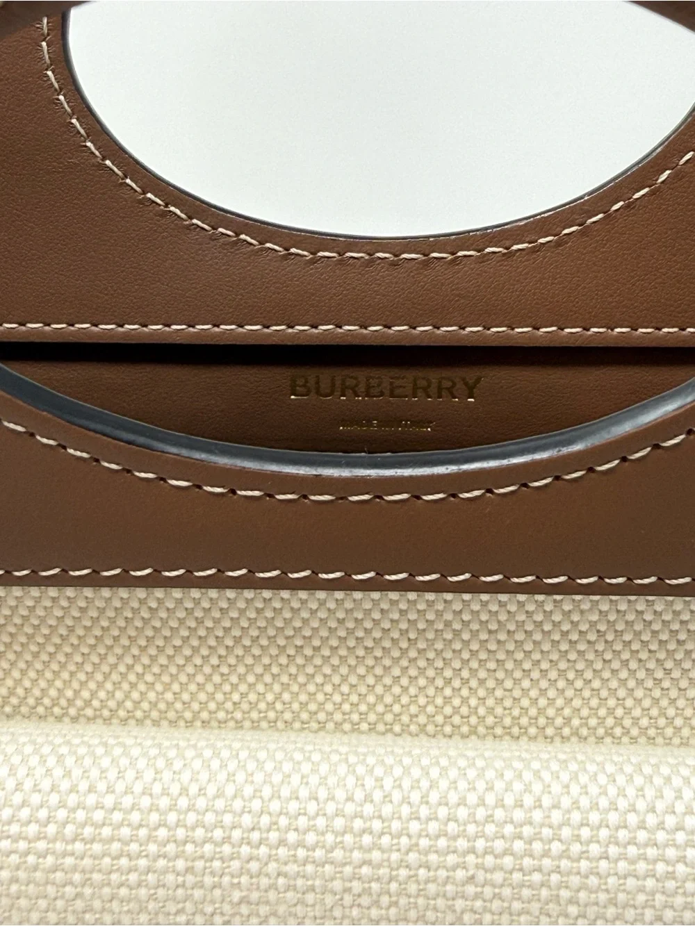 Burberry Mini Two-Tone Canvas and Leather Pocket Bag - Cream and Brown